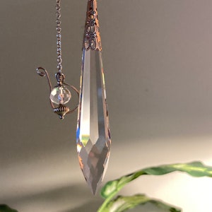 Grand pendentif divinatoire pendule en verre et cristal, prisme transparent image 3