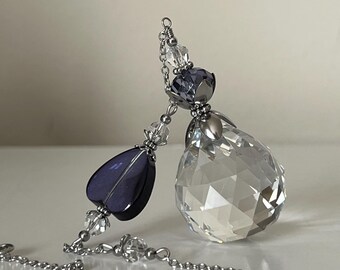 Ornement suspendu attrape-soleil coeur en verre bleu tanzanite