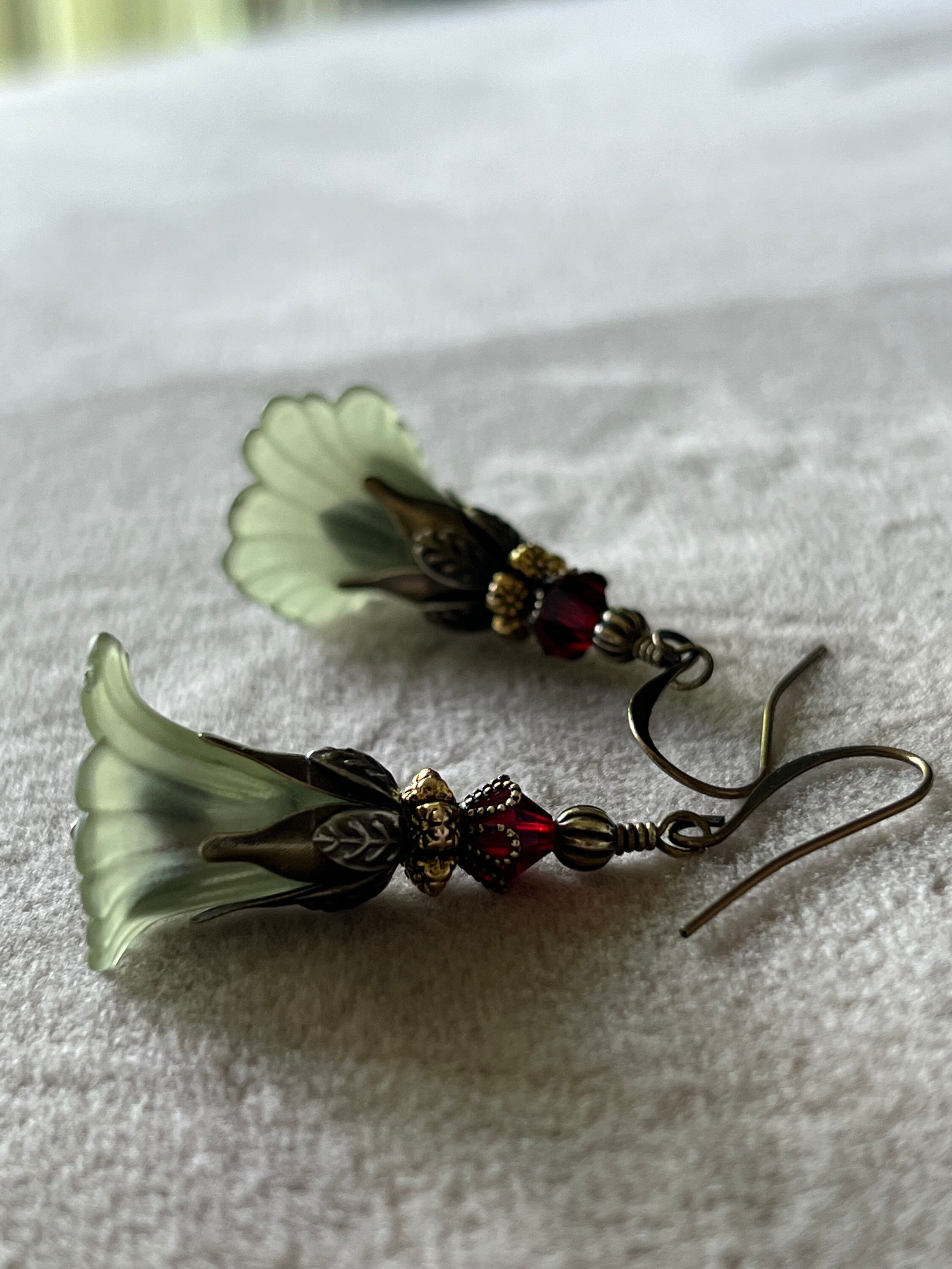 Art Nouveau Frosted Yellow Lucite Flower Brass Dangling Earrings Woman  Statement Summer Jewelry - Etsy