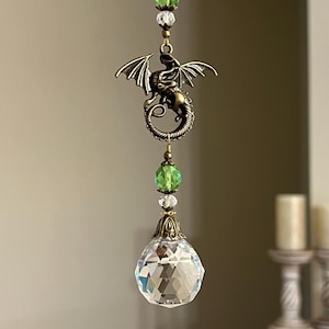 Antique bronze Celtic dragon sun catcher prism crystal glass ornament 30mm crystal ball