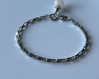 Bracelet chaîne en quartz rose de 7 po.