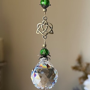 Irish Knot Sun Catcher Hanging Prism Celtic Trinity Knot Irish Gift Green Sun Catcher