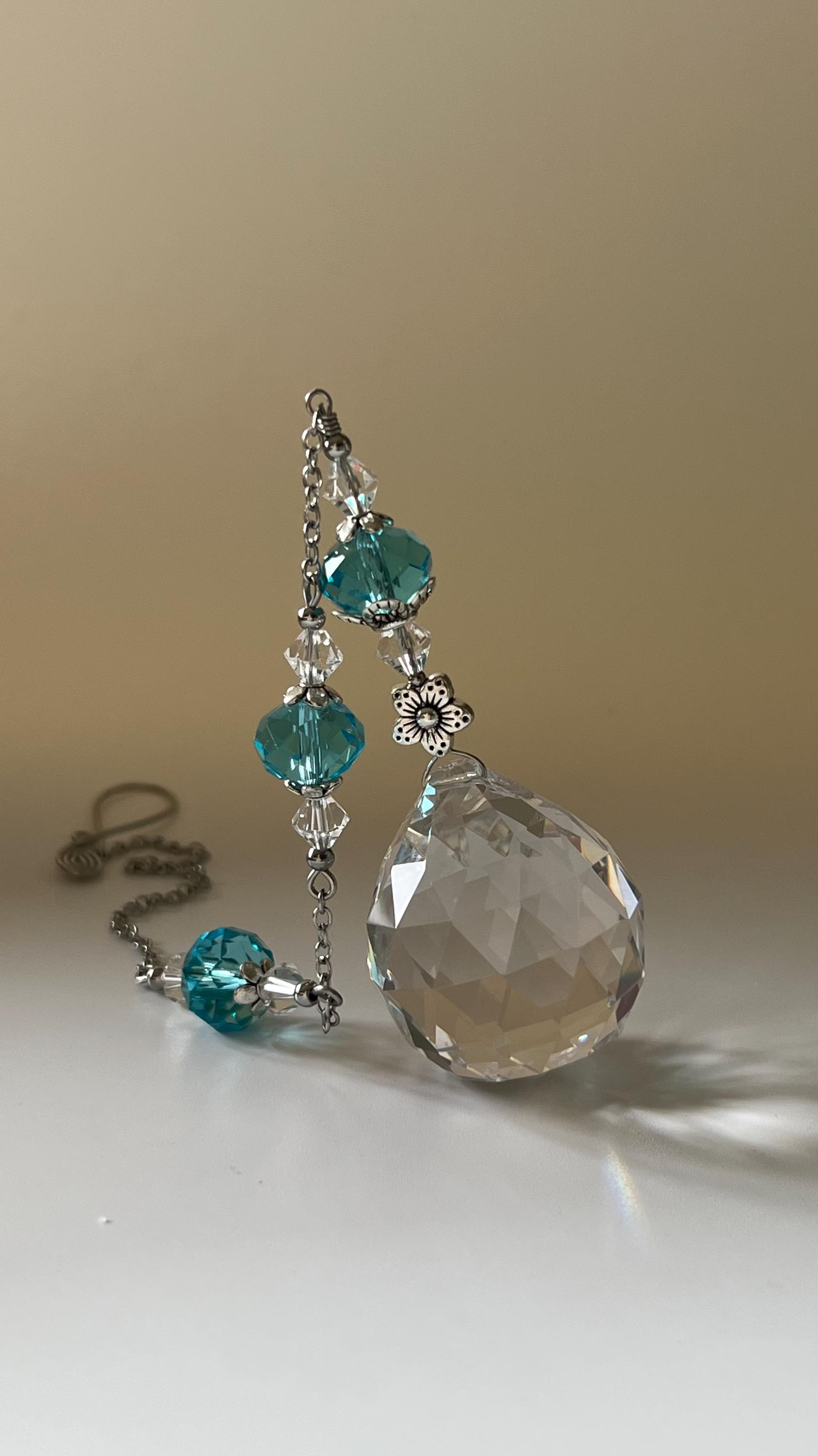 Blue Suncatcher Crystal Window Prism Gifts for Home Aqua Blue Crystal ...