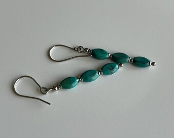 Boucles d'oreilles pendantes segment de couleur bleu turc