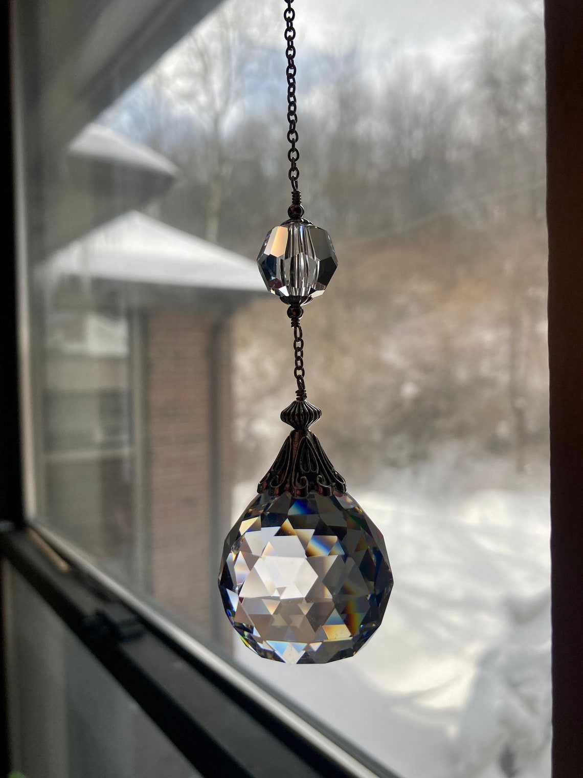 Crystal ball crystal prism hanging ornament Etsy
