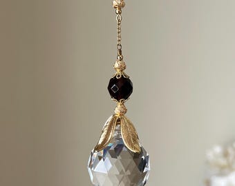 Ornement suspendu en forme de larme de style vintage SunCatcher, ton doré, marron foncé