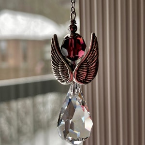 Small burgundy angel prism sun catcher crystal Small prism Gift for granddaughter
