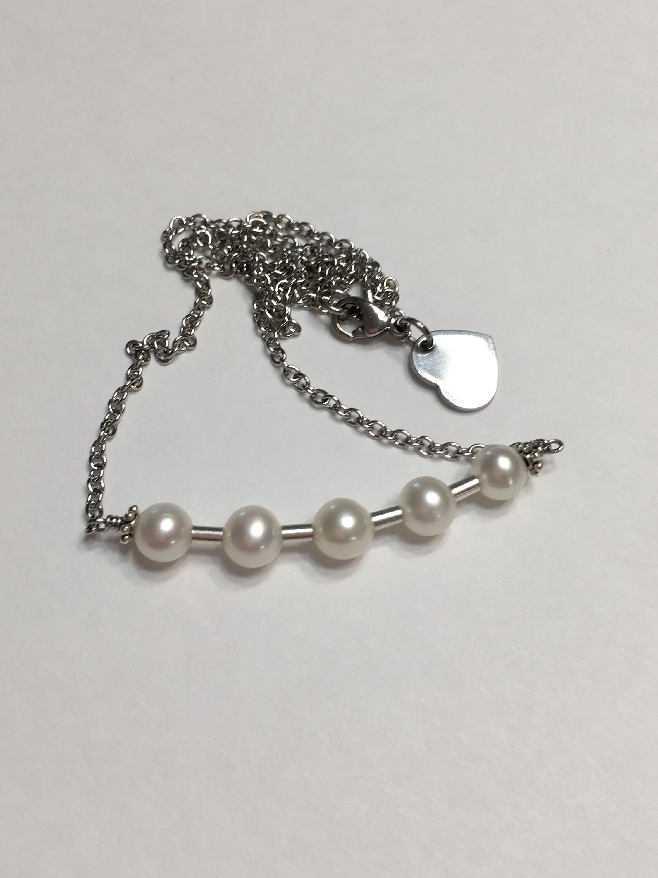 15 Pearls Silver Chain Necklace 5 Pearls Thin Chain Woman Etsy — free download