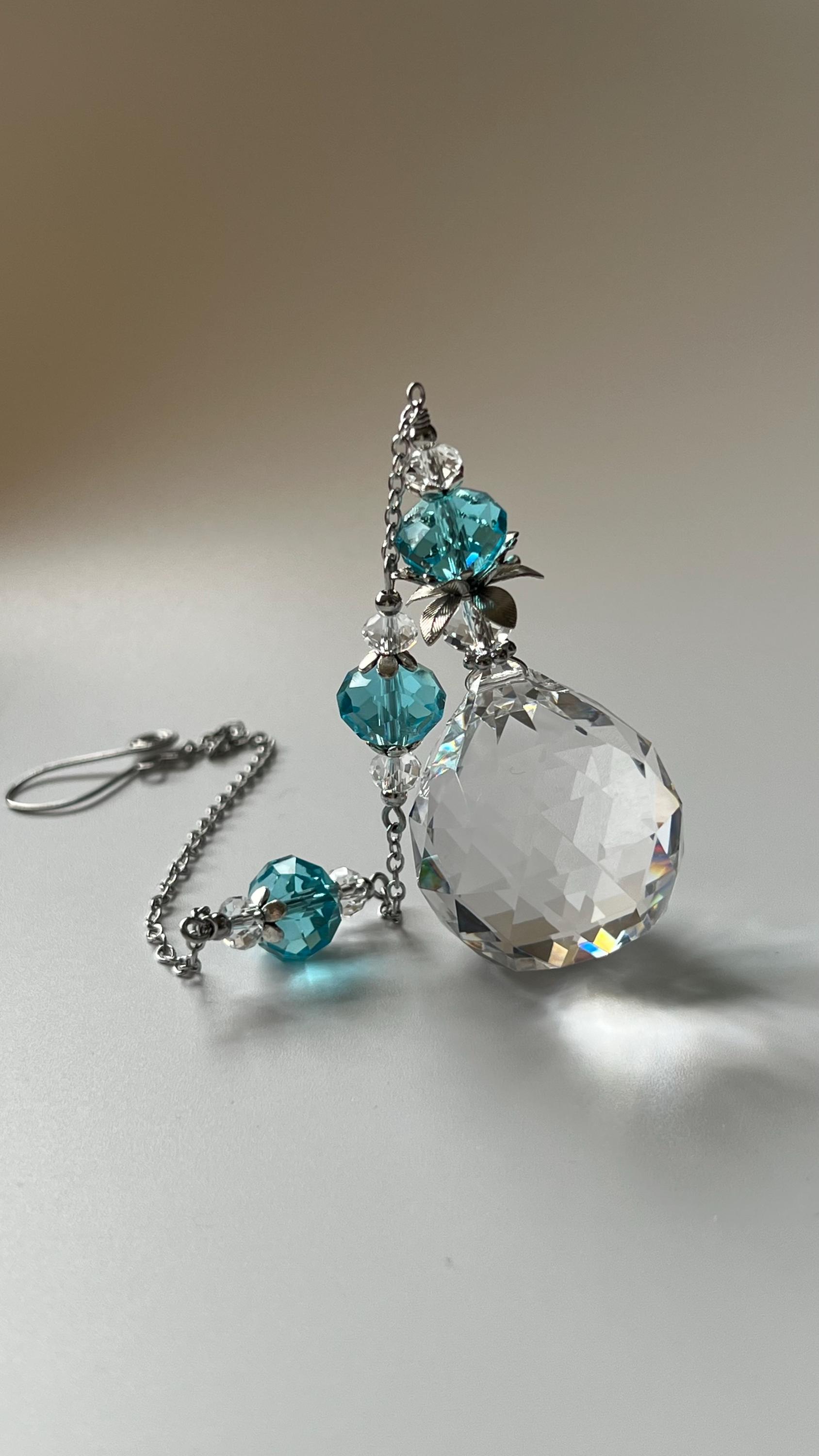 Blue Suncatcher Crystal Window Prism Gifts for Home Aqua Blue Crystal ...