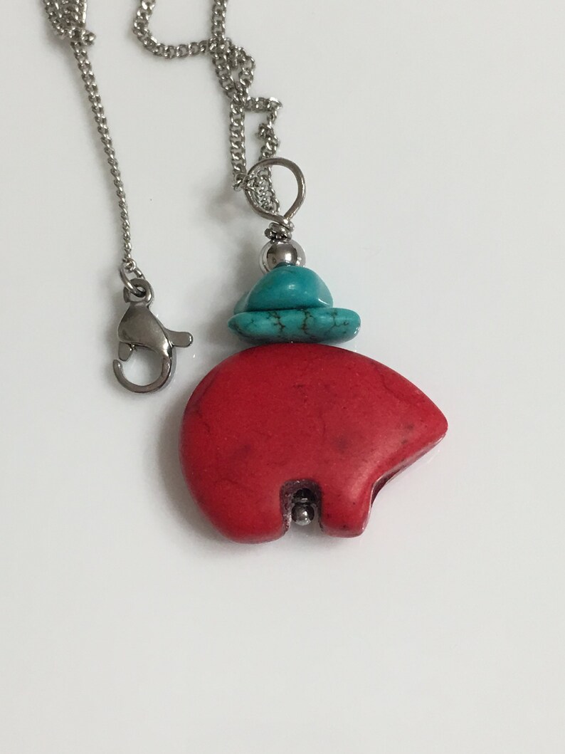 Zuni Large 30mm Inlay Fetish Bear Pendant