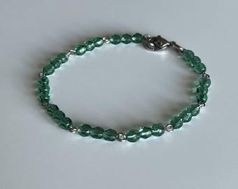 Bracelet en acier inoxydable argenté vert érinite de 4 mm