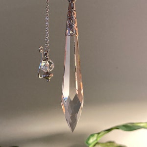 Grand pendentif divinatoire pendule en verre et cristal, prisme transparent image 1