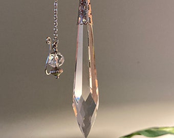 Large Crystal Glass Pendulum Prism Clear Point Divination  Pendant
