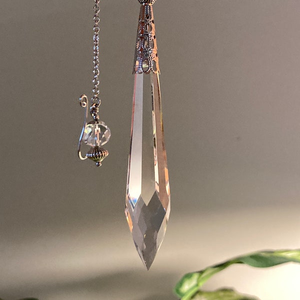 Large Crystal Glass Pendulum Prism Clear Point Divination  Pendant