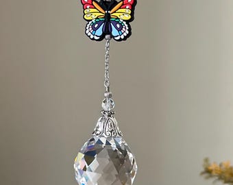 Ornement en cristal attrape-soleil multicolore en silicone papillon, transformation renaissance, nouvelle vie