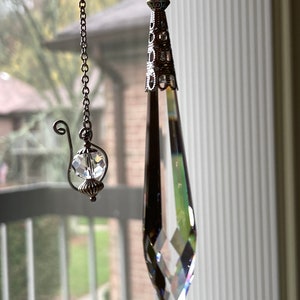 Grand pendentif divinatoire pendule en verre et cristal, prisme transparent image 4