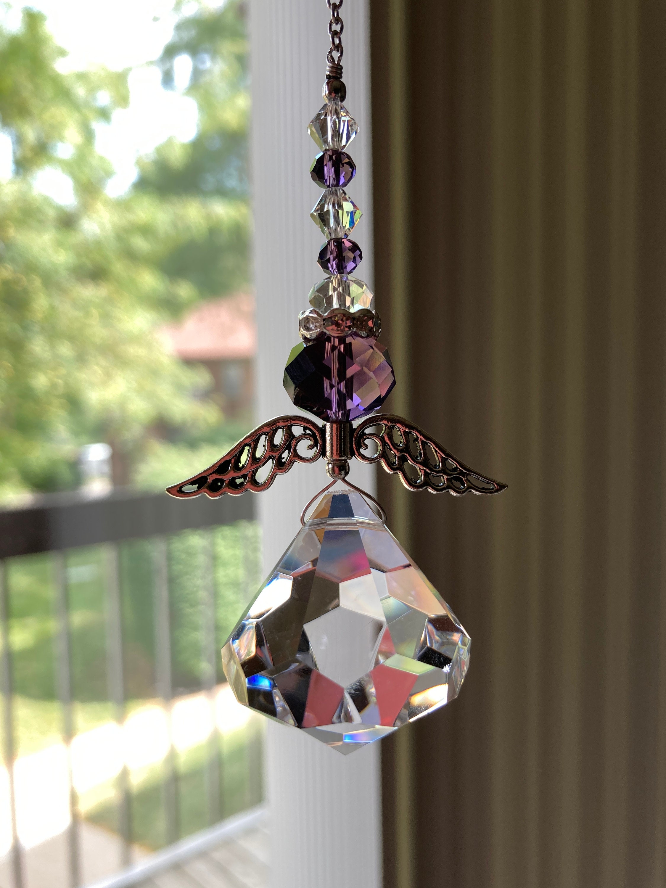 Heartfelt Ornament Purple Angel Prism Amethyst Glass Angel Sun - Etsy
