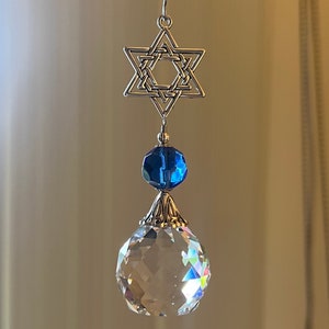 Gift for Jewish Friend 30mm Crystal SunCatcher Jewish Star of David Ornament Hanukkah Gift