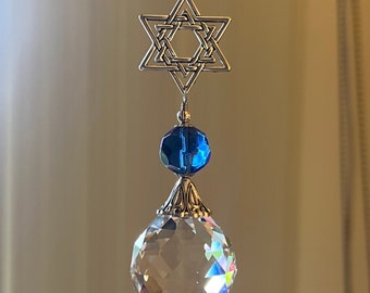 Gift for Jewish Friend 30mm Crystal SunCatcher Jewish Star of David Ornament Hanukkah Gift