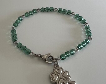 Bracelet de perles vertes de 4 mm, bijoux pour la Saint-Patrick, cadeau irlandais