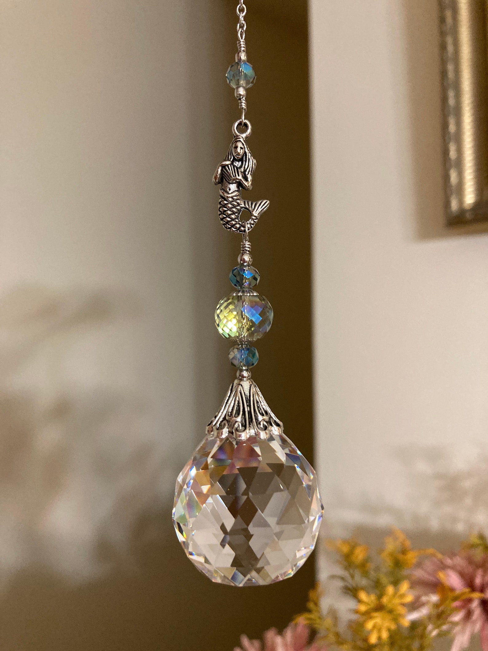 Mermaid sun catcher crystal ball prism hanging ornament Gift | Etsy