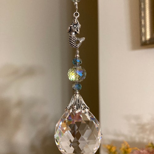 Mermaid Sun Catcher Crystal Ball Prism Hanging Ornament Gift - Etsy