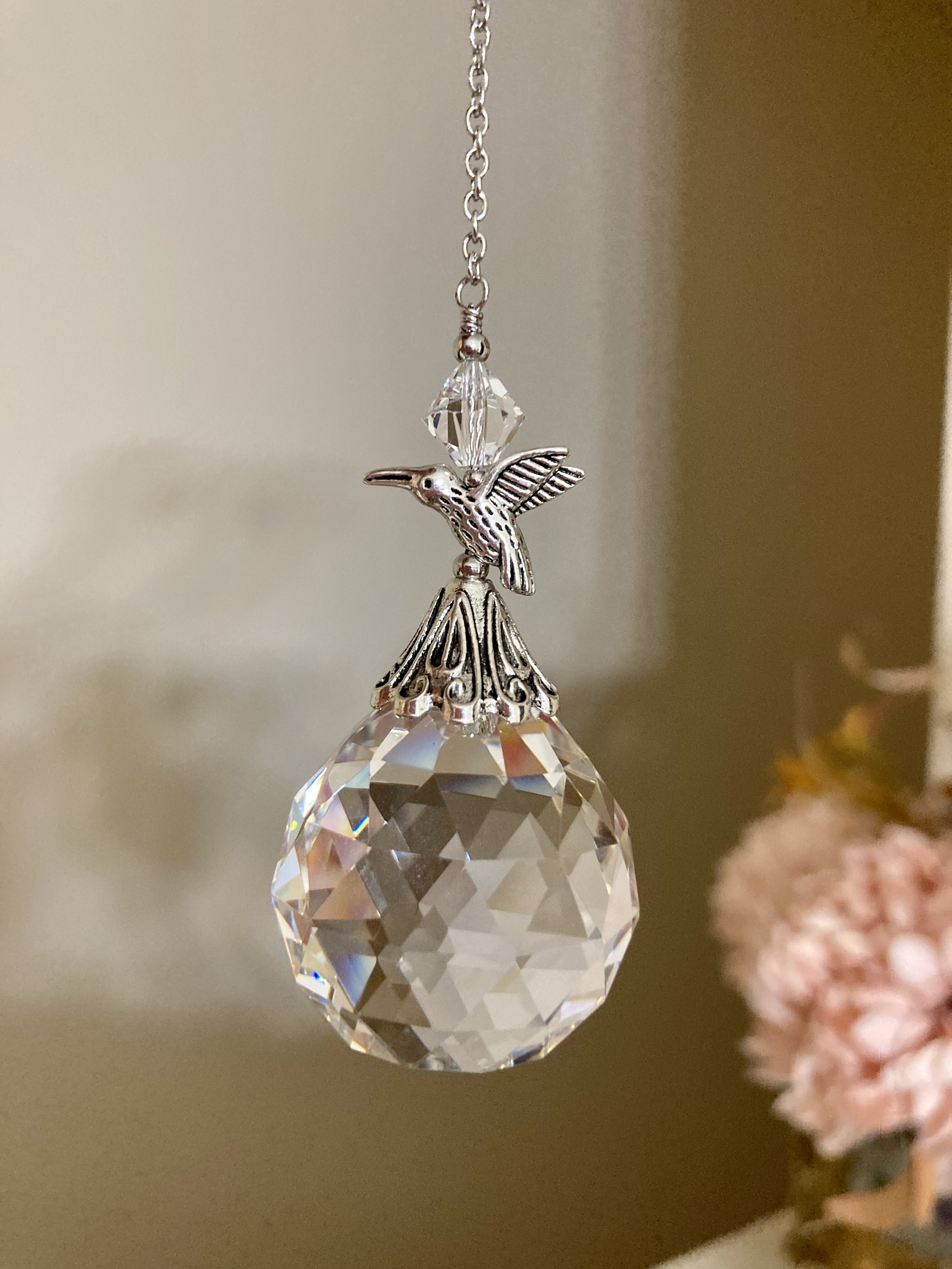 Hummingbird sun catcher crystal prism hanging ornament Bird | Etsy
