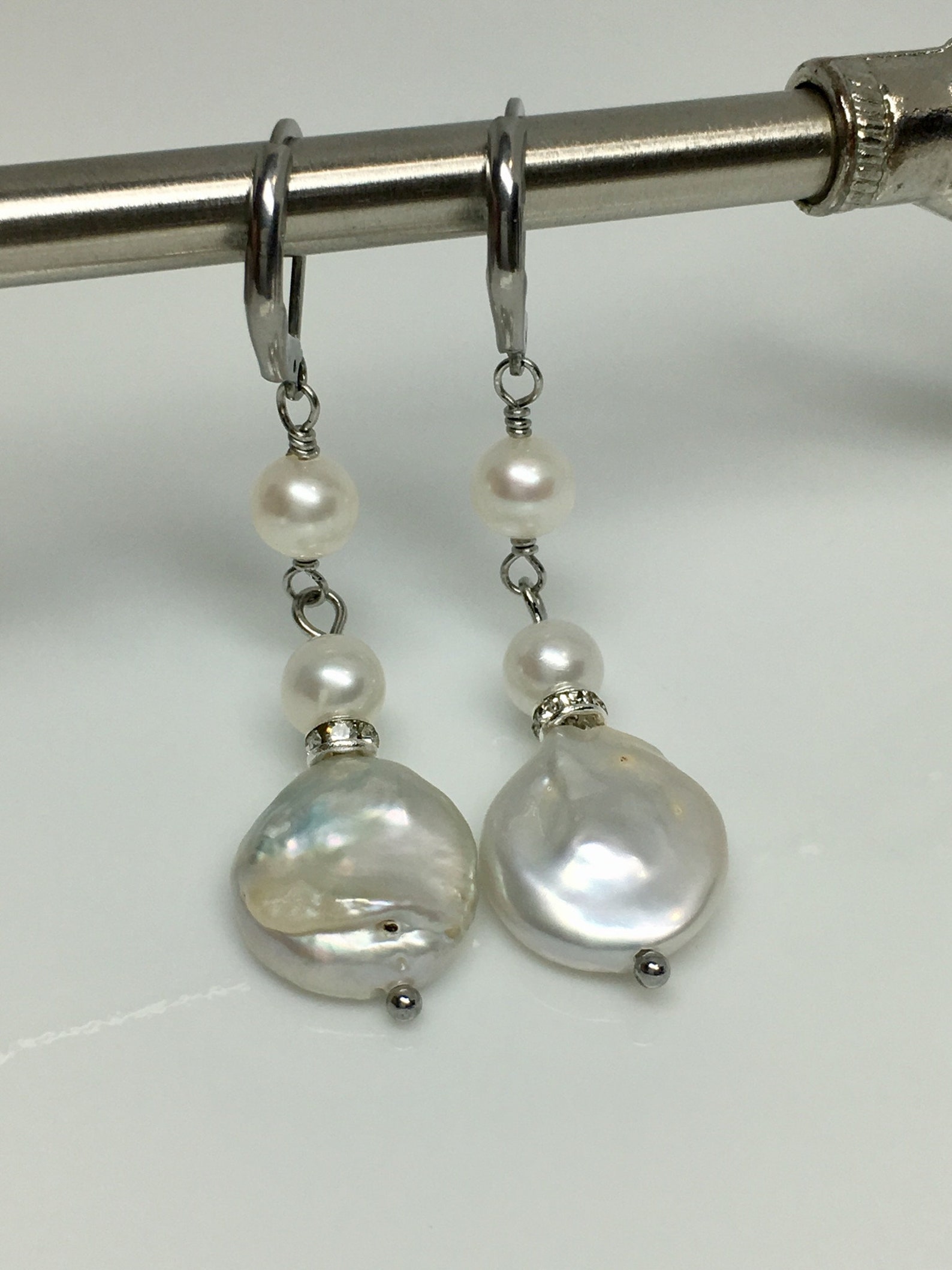 Keishi pearl earring Baroque pearl earrings Dangling Long | Etsy