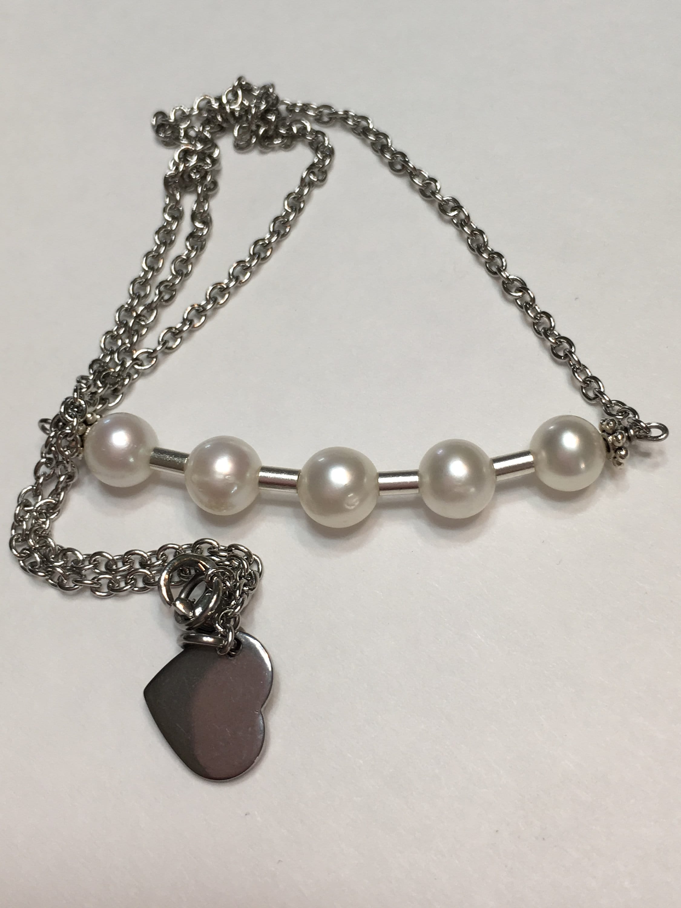 15 Pearls Silver Chain Necklace 5 Pearls Thin Chain Woman Etsy — free download