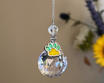 Gift For Pet Owners Cat Paw Dog Paw Ornament SunCatcher Crystal