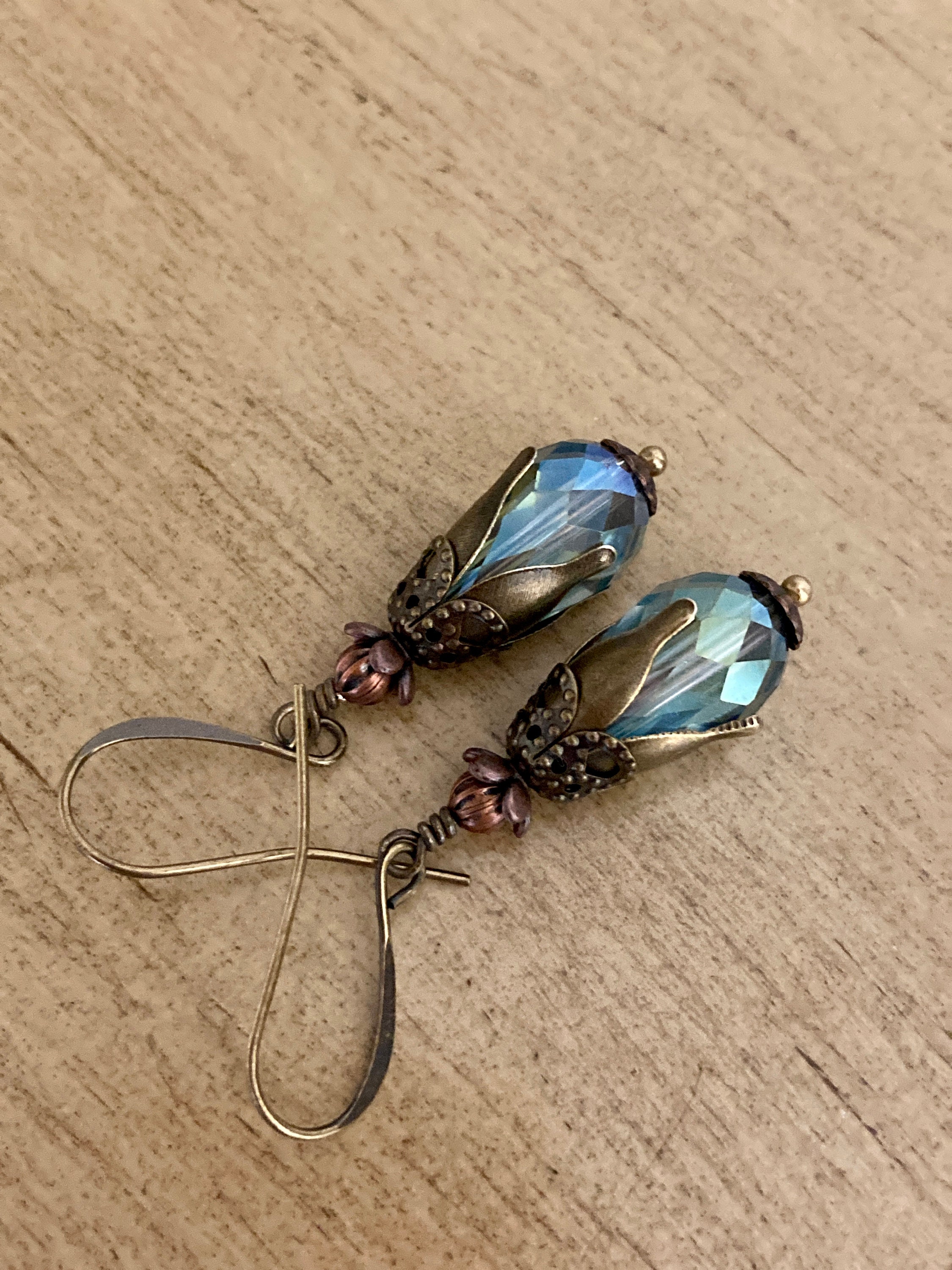Vintage Style Mermaid Teardrop Glass Dangle Earring | Etsy