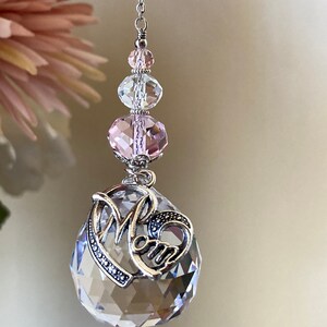 Mothers Day Gift For Mom Memorial Ornament Heart Remembrance Gift for Mother’s SunCatcher Pink