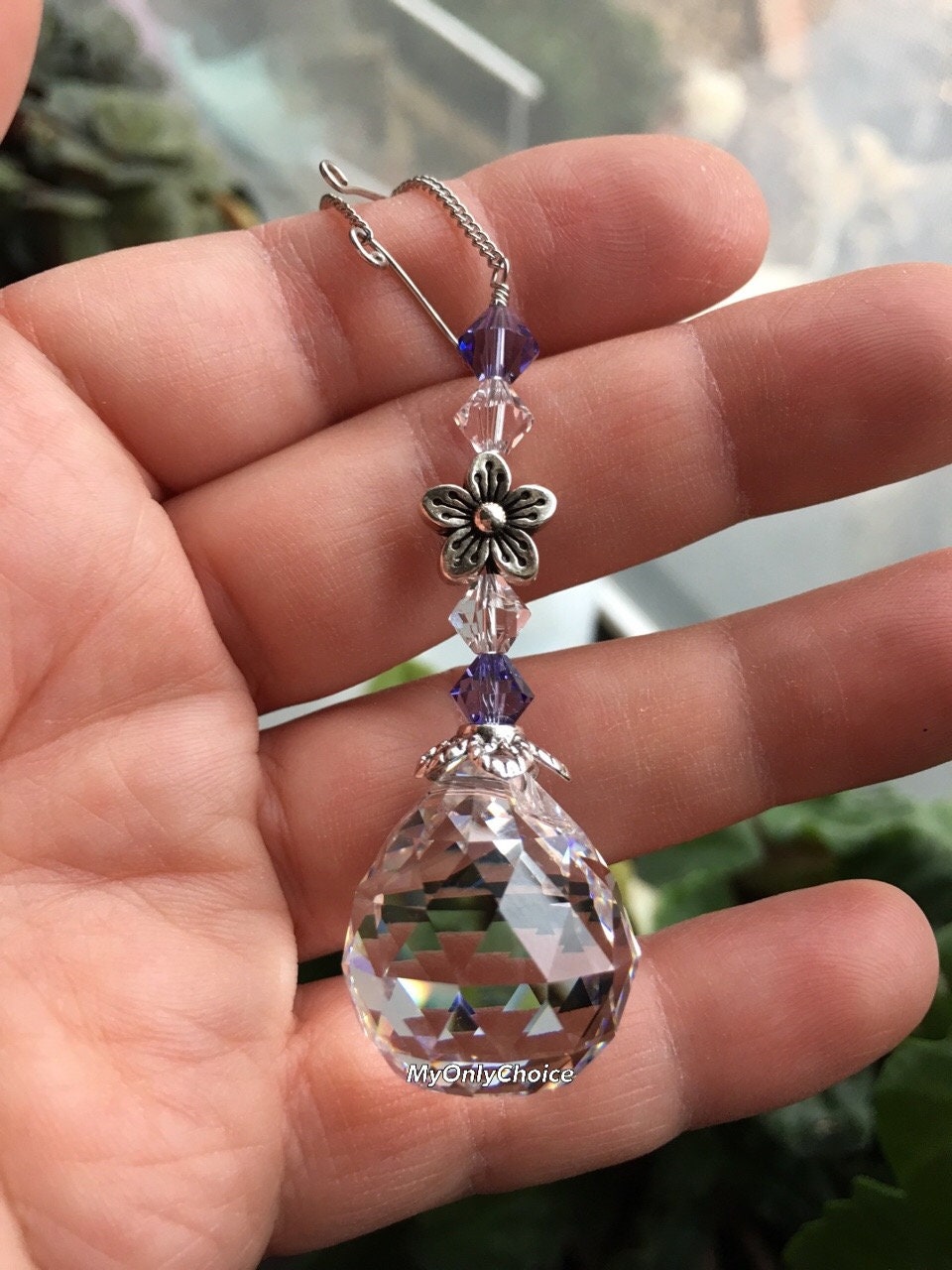 Light purple sun catcher crystal prism Hanging crystal ball | Etsy