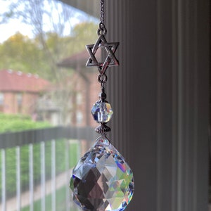 Start of David Sun catcher crystal hanging ornament Jewish gift