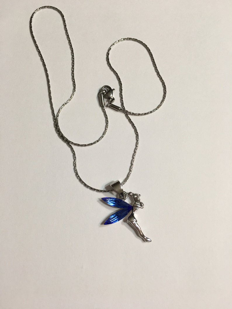 18 Blue Crystal Glass Tinker Bell Pixie Fairy Pendant Silver - Etsy