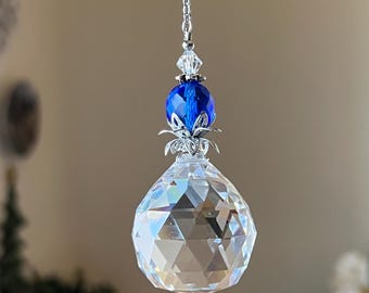 Anniversaire de septembre, pierre cristal bleu saphir attrape-soleil