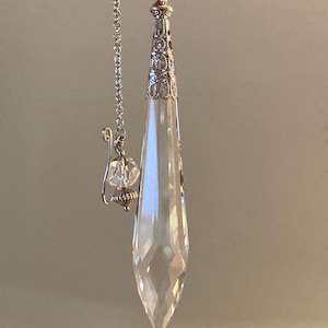 Grand pendentif divinatoire pendule en verre et cristal, prisme transparent image 5