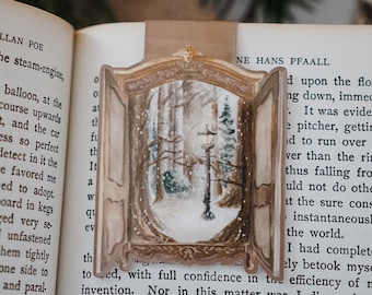 Narnia Wardrobe Magnetic Bookmark: C.S. Lewis Winter Woodland / Book Lover Art Gift