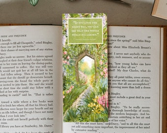 Secret Garden Quote Bookmark. Frances Hodgson Burnett.  Book Lover Gift. Fantasy Books. Watercolor. Spring Flowers. Reader Present. Bookish.