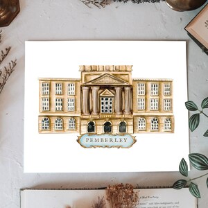 Pemberley Print: Pride and Prejudice, Jane Austen Watercolor Book Art / Book Lover Gift