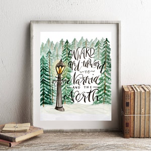 Narnia Wall Art / Onward and Upward / Winter Forest Art / Bookish Gift / Wall Art Christmas Gift / Literary Art / Library