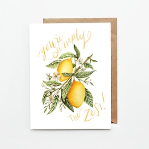 Carte d'amour drôle citron / Vous êtes simplement le zeste / Cadeau / Peint à la main bohème / Calligraphie moderne / Citrons / Aquarelle / Carte botanique / Maman