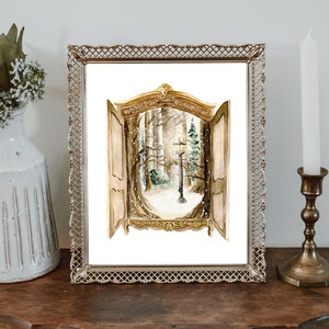 Narnia Magical Wardrobe Watercolor Print: Book Lover Gift.  Book Art. Homeware. Wall Decor. Library Nook Art