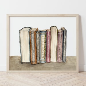 Classic Bookshelf Print: Literary Gift, Reading Nook Decor (8x10) / Book Art Gift / Homeware / Wall Decor / Library Nook Art