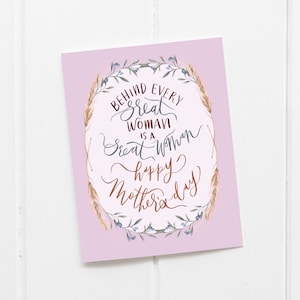Carte peinte fête des mères / Cadeau / Peint à la main bohème / Calligraphie moderne / Fleurs / Aquarelle / Carte botanique / Maman