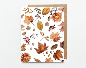 Fall Leaves Card / Blank Thanksgiving Card / Autumn / Cozy Blank Card With Envelope / Birthday Card / Harvest Leaves / Fall Decor