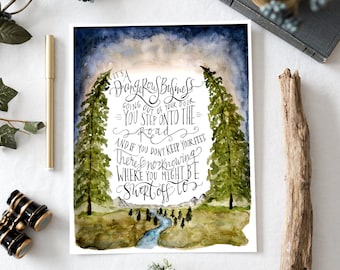 Book Art Gift / It's a Dangerous Business Going out your Door // 8 x 10 / Art Print / Book Gift / Camper Gifts / Book Lover Gift
