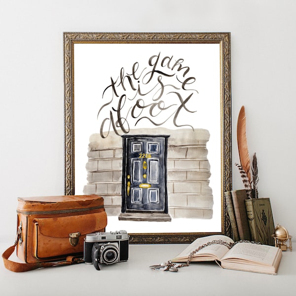 Book Lover Wall Art / The Game is Afoot / Sherlock Holmes / Hand Painted / 8 x 10 / Sherlock Gift / Book Lover Gift / Conan Doyle / Door Art