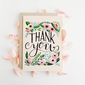Thank You Card // Greeting Card / Wedding Card / Wedding Thank You / Bridesmaid / Blush Peach Floral Wedding