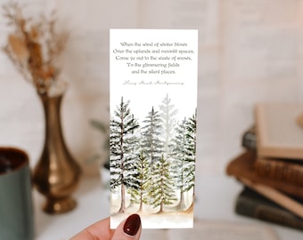 Winter Holiday Forest Quote Bookmark. LM Montgomery. Book Lover Gift Holiday Bookmark. Watercolor. Reader Present. Bookish. Stocking Stuffer